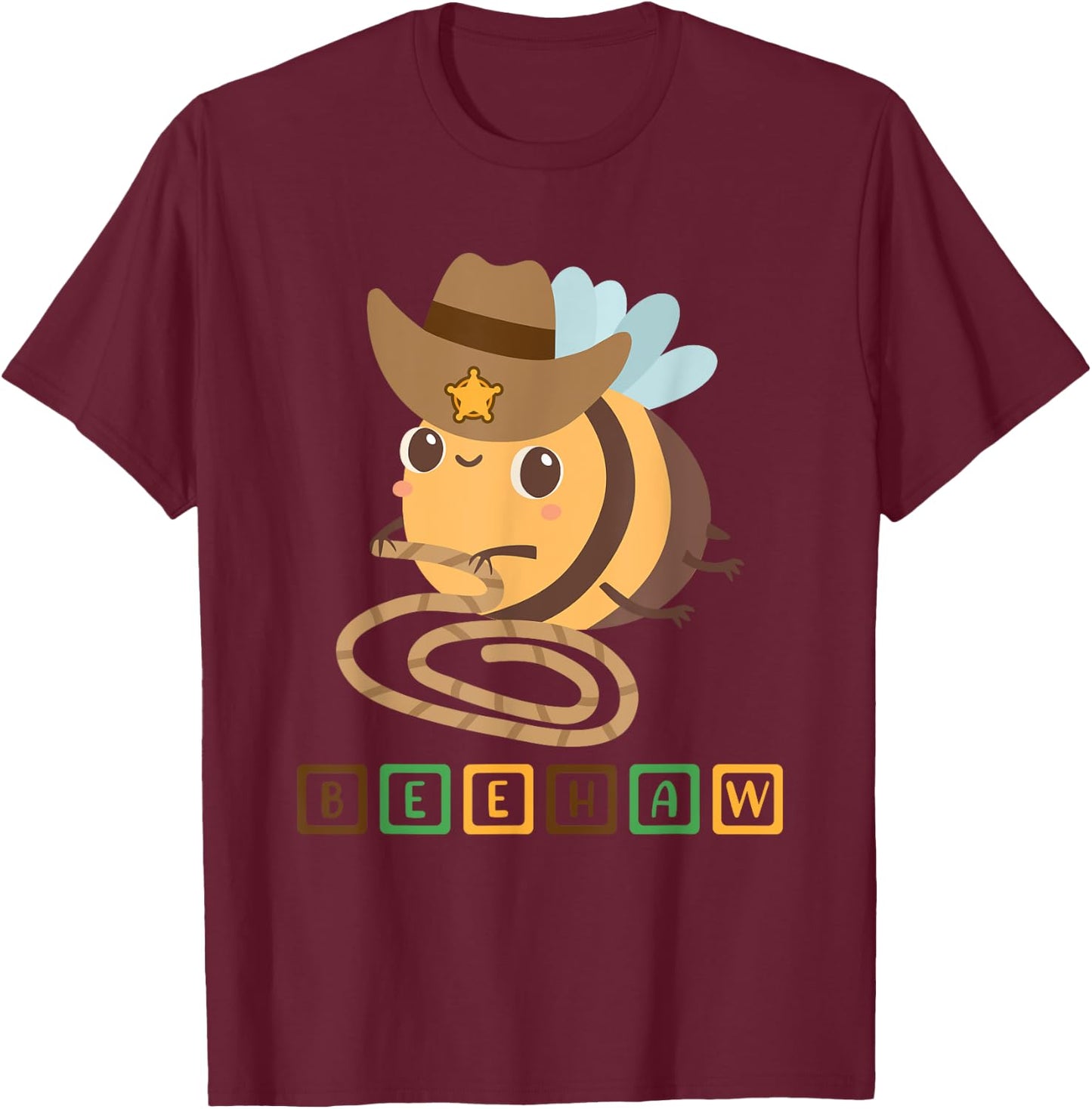 Funny Beehaw Cowboy Bee Lover Western Country Cowgirl Design T-Shirt - T-Shirt | Maroon