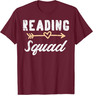 Reading Squad Funny Book Lover Bookworm Teacher Librarian T-Shirt - T-Shirt | Maroon