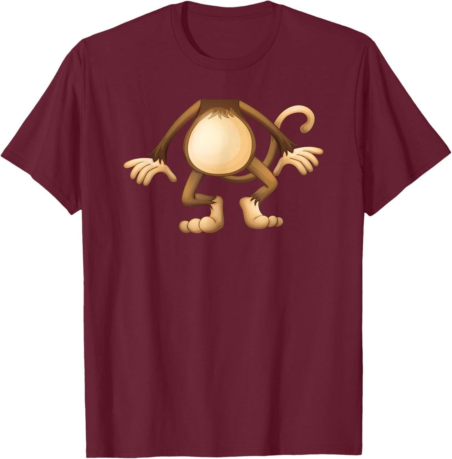 Headless Monkey Lazy DIY Halloween Costume Funny Animal Body T-Shirt - T-Shirt | Maroon