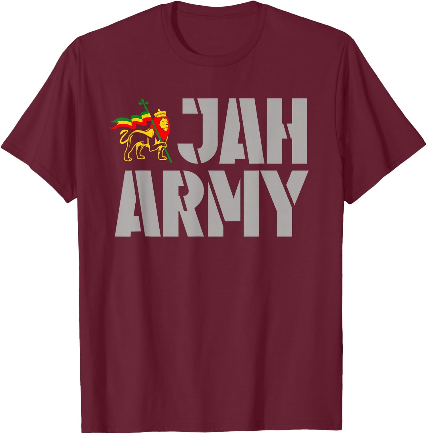 Men Women Rasta Jah Army Jamaica Rasta Reggae T-Shirt - T-Shirt | Maroon