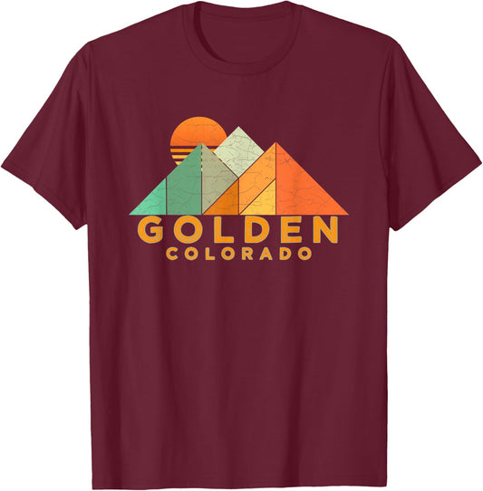 Retro Vintage Golden Colorado Distressed T-Shirt - T-Shirt | Maroon