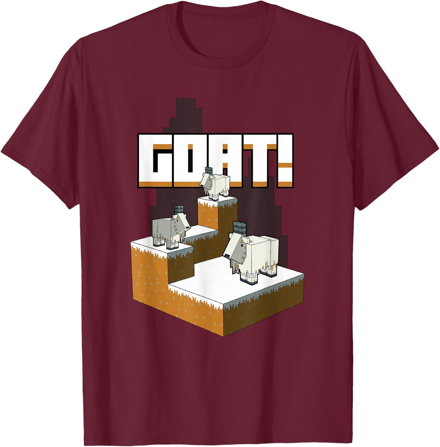 Minecraft Goat Mountaintop T-Shirt - T-Shirt | Maroon