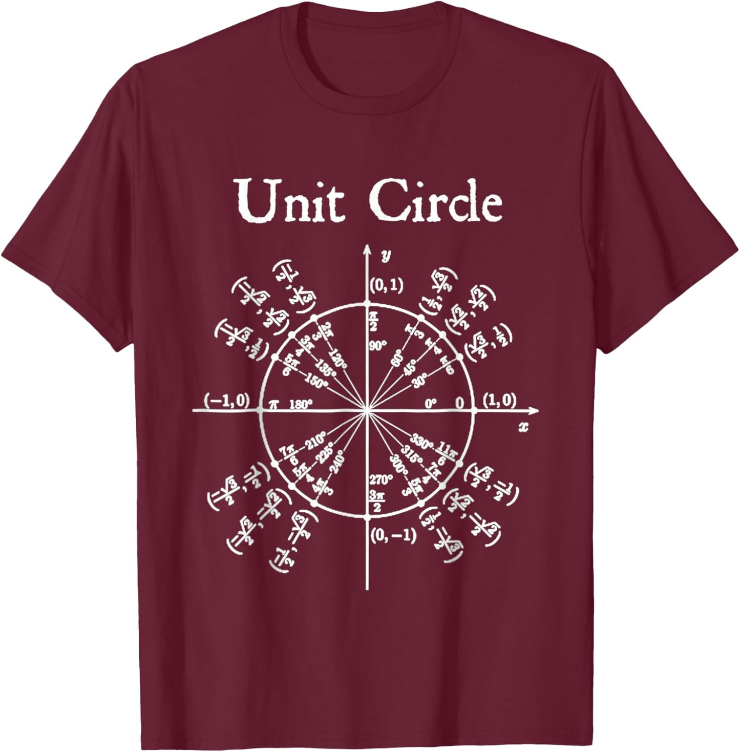 Nerdy Unit Circle Trigonometry Calculus Math Teacher Geek T-Shirt - T-Shirt | Maroon