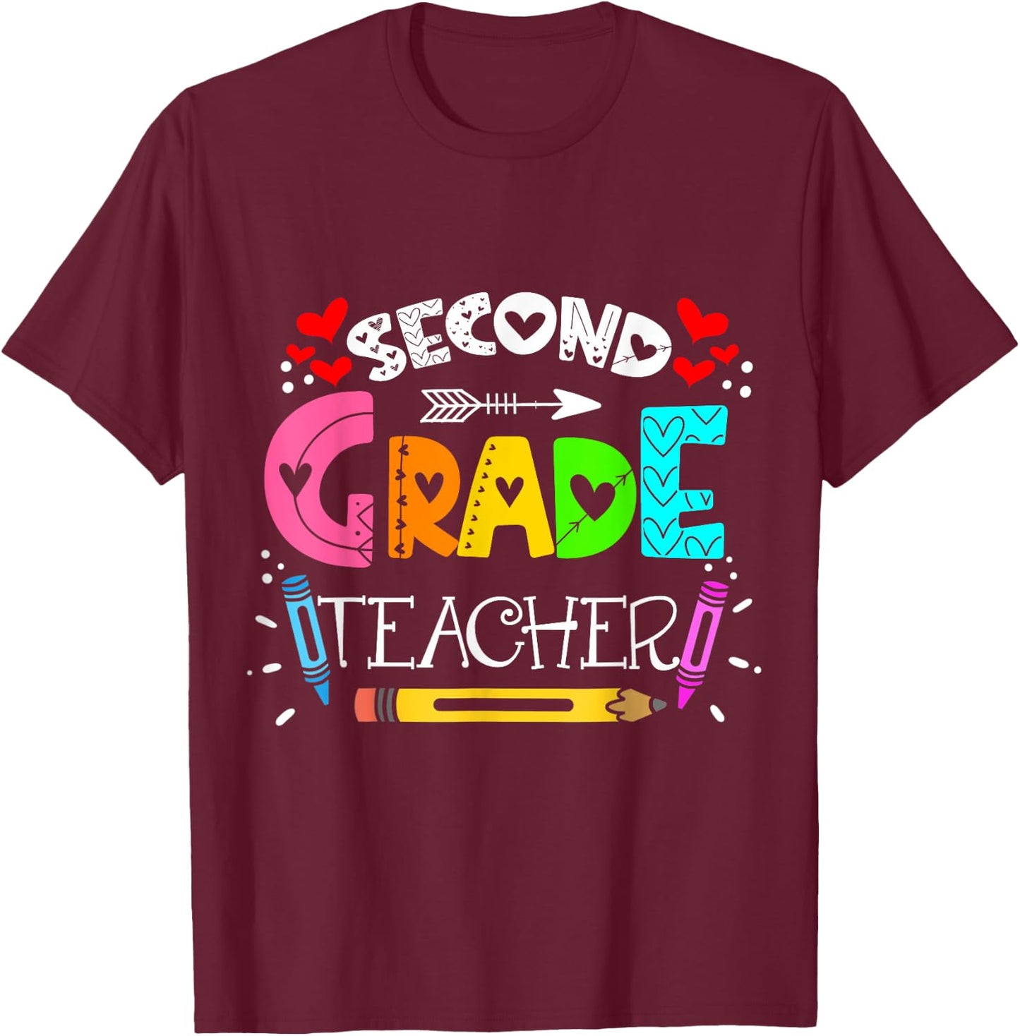 team 2nd grade teacher, Funny second grade teacher T-Shirt - T-Shirt | Maroon