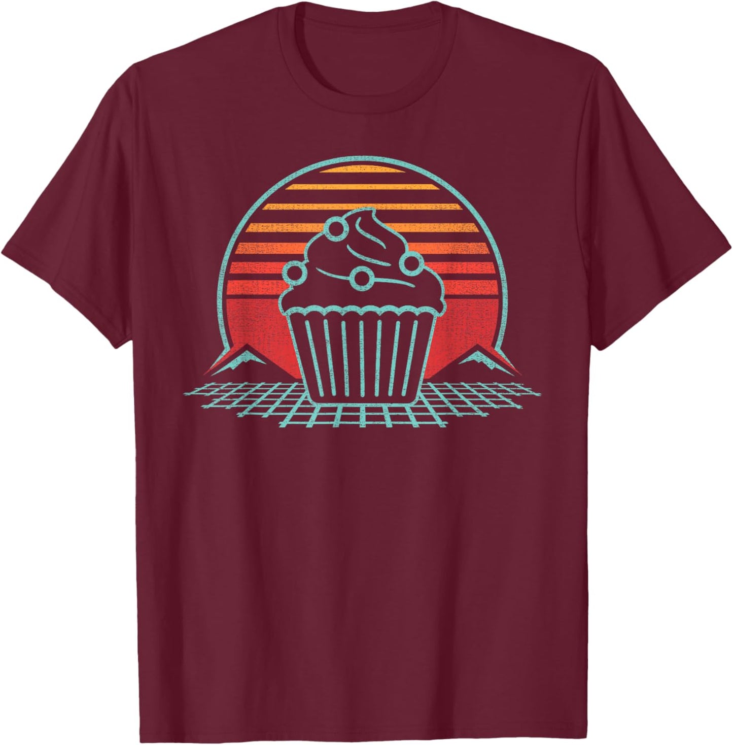 Cupcake Retro Vintage 80s Style Gift T-Shirt - T-Shirt | Maroon