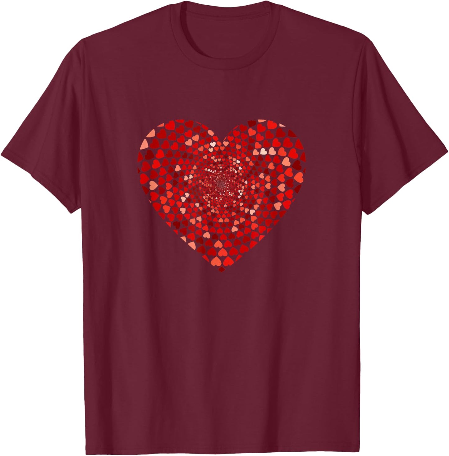 Red Heart 100 Heart Swirl Cute Sweetheart Cool Hearts T-Shirt - T-Shirt | Maroon