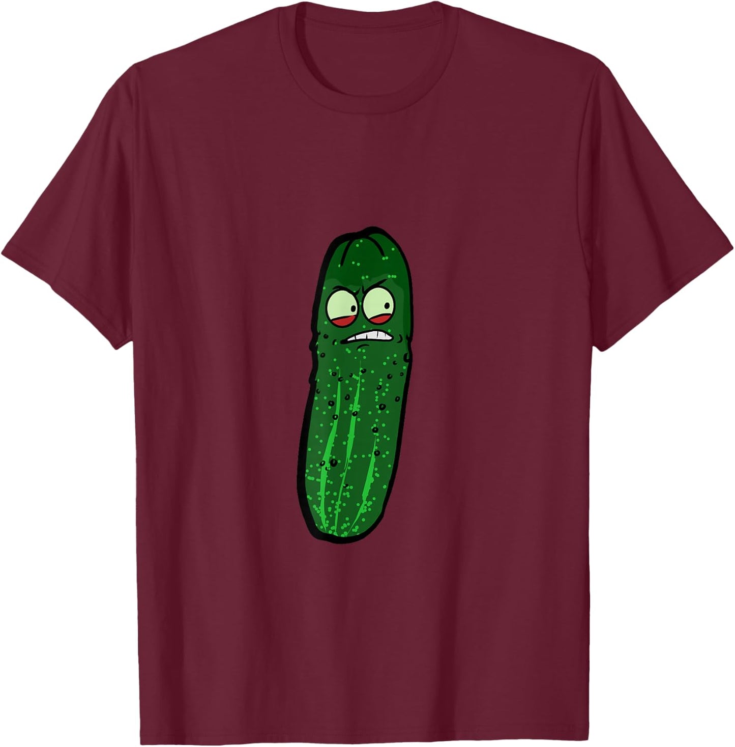 Funny Angry Pickle Face T-Shirt - T-Shirt | Maroon