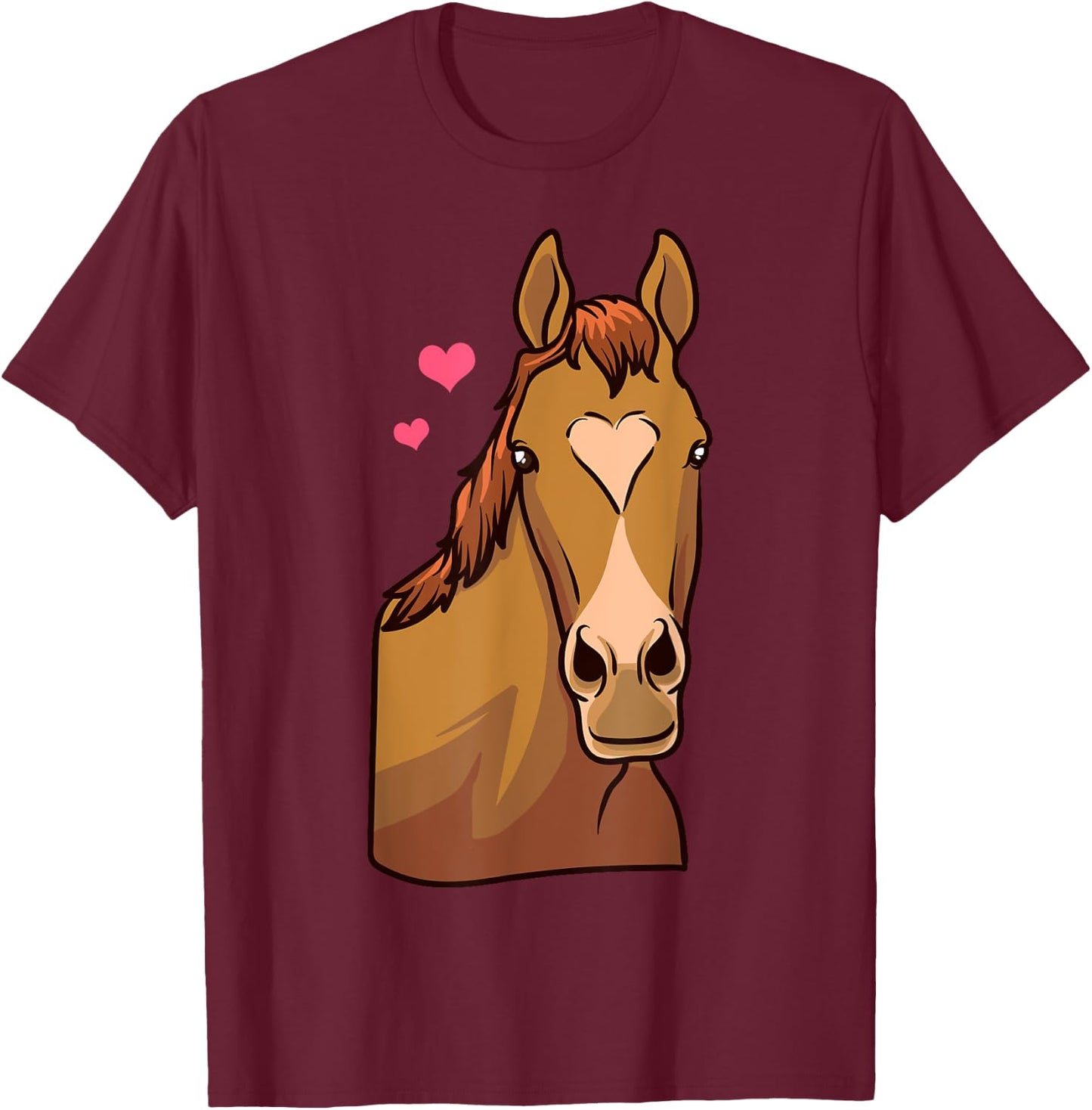 Horse Valentines Day Shirt Heart Pony Horseback Riding Girls T-Shirt - T-Shirt | Maroon