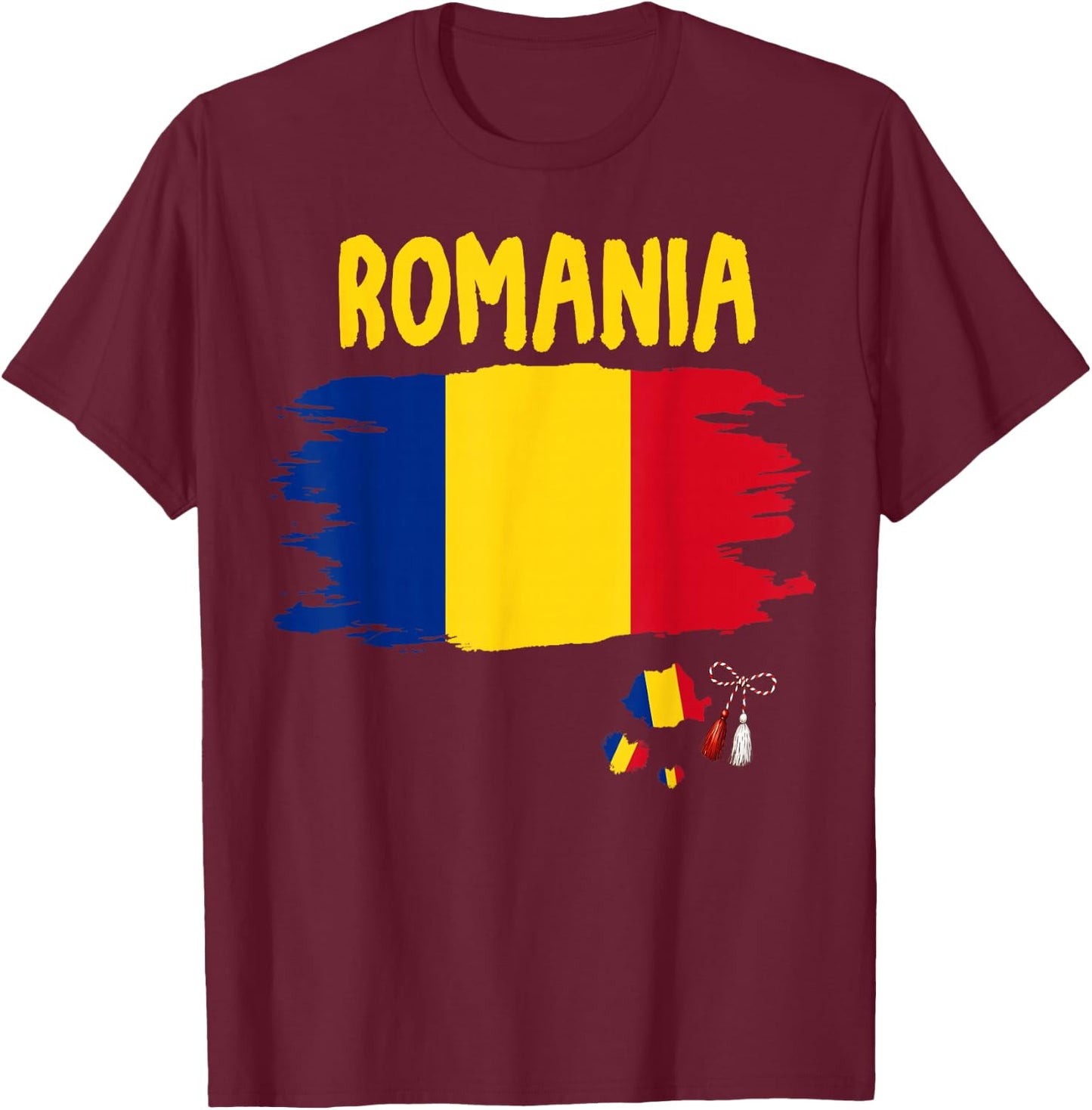 Romanian Flag Outfit Idea & Romania Roots Themed T-Shirt - T-Shirt | Maroon