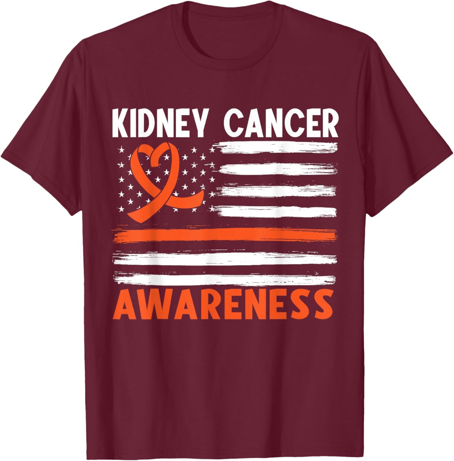 American Flag Kidney Cancer Awareness T-Shirt - T-Shirt | Maroon
