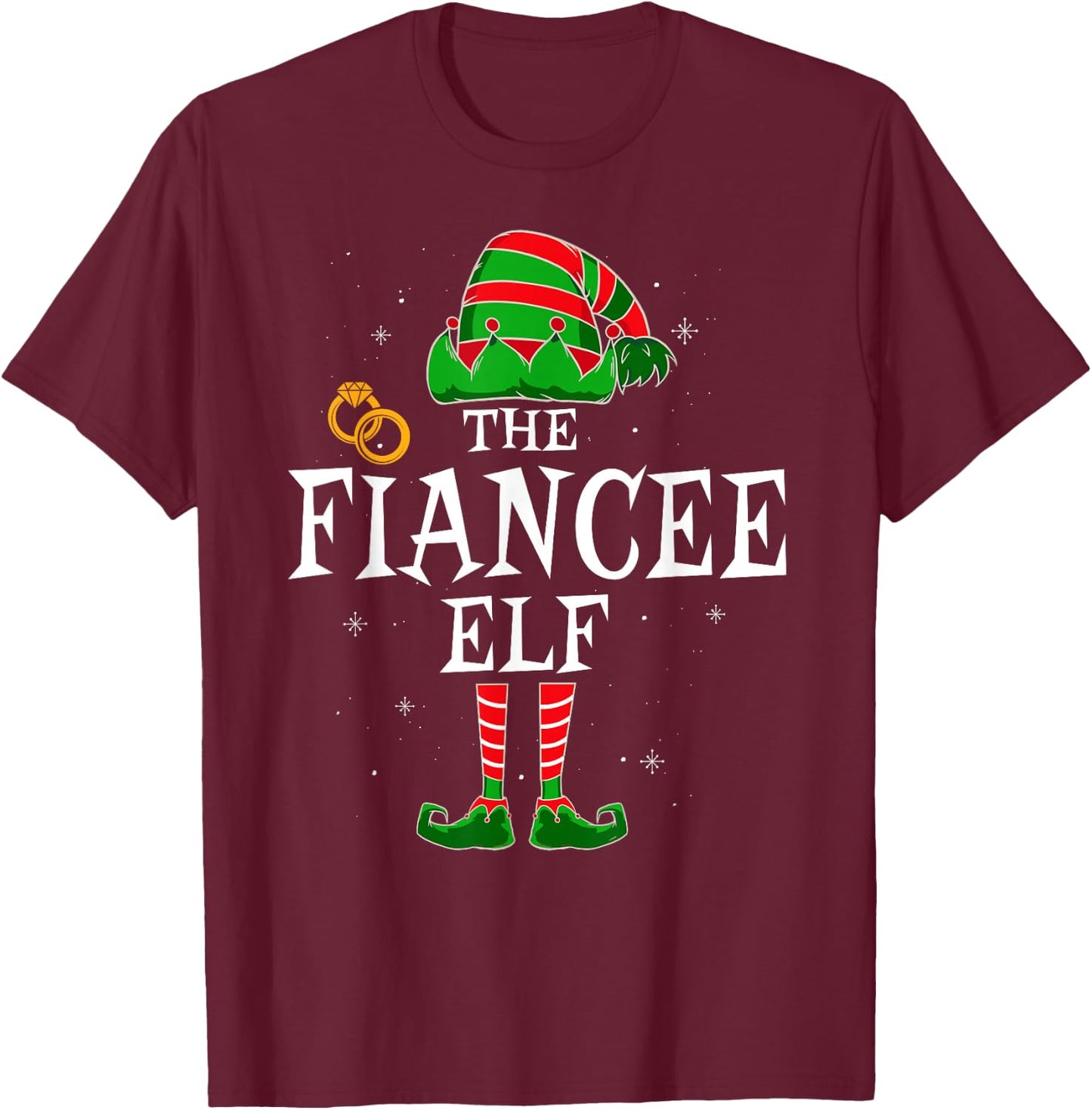 The Fiancee Elf Family Matching Fiance Christmas T-Shirt - T-Shirt | Maroon