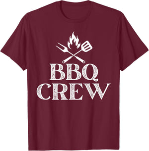 Vintage BBQ CREW Grill Chef Cook Squad Cooking Summer Grill T-Shirt - T-Shirt | Maroon