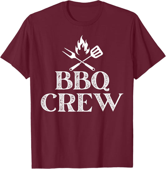 Vintage BBQ CREW Grill Chef Cook Squad Cooking Summer Grill T-Shirt - T-Shirt | Maroon
