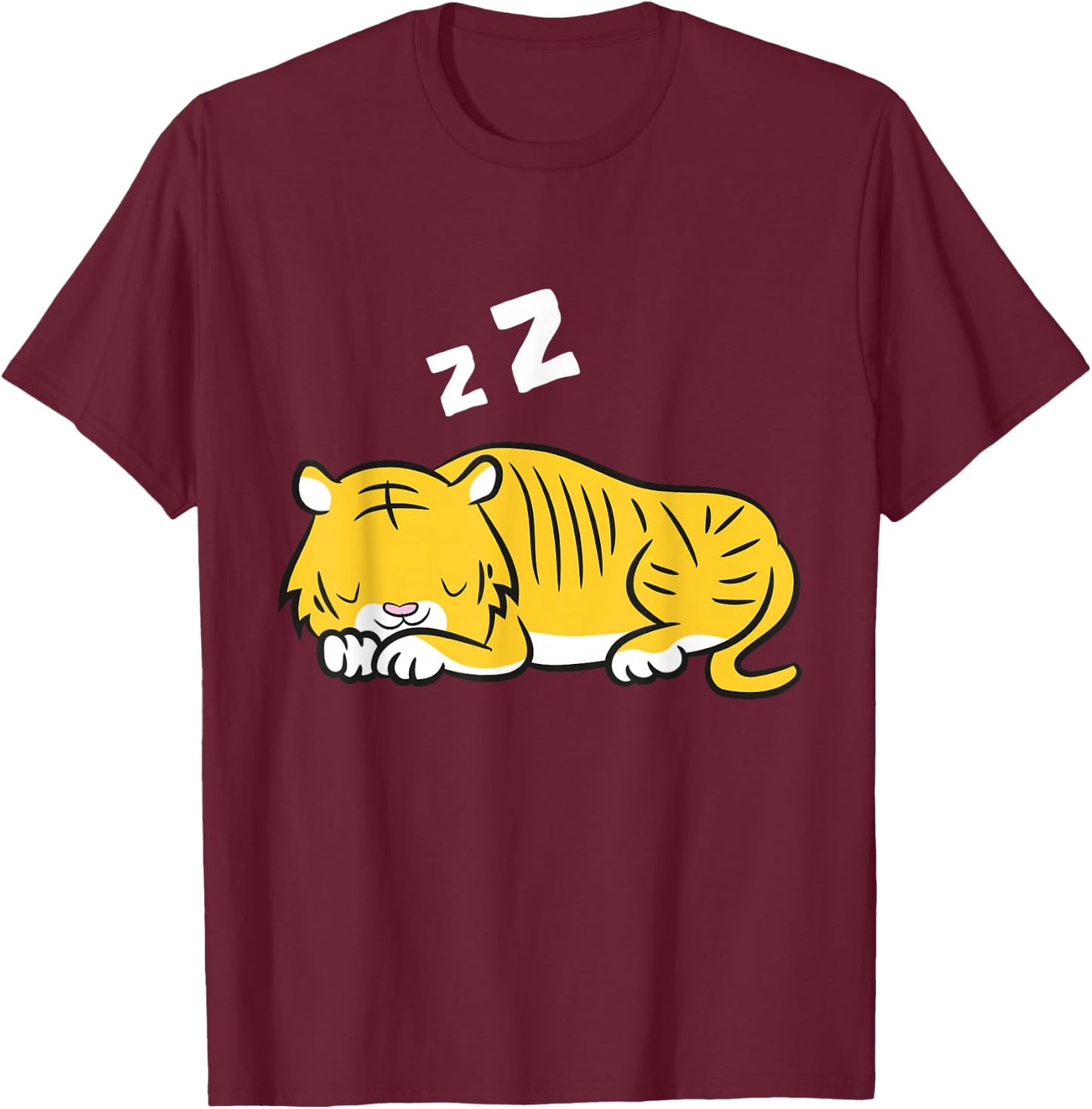Sleeping Tiger Tiger Pajama Cute Tiger T-Shirt - T-Shirt | Maroon