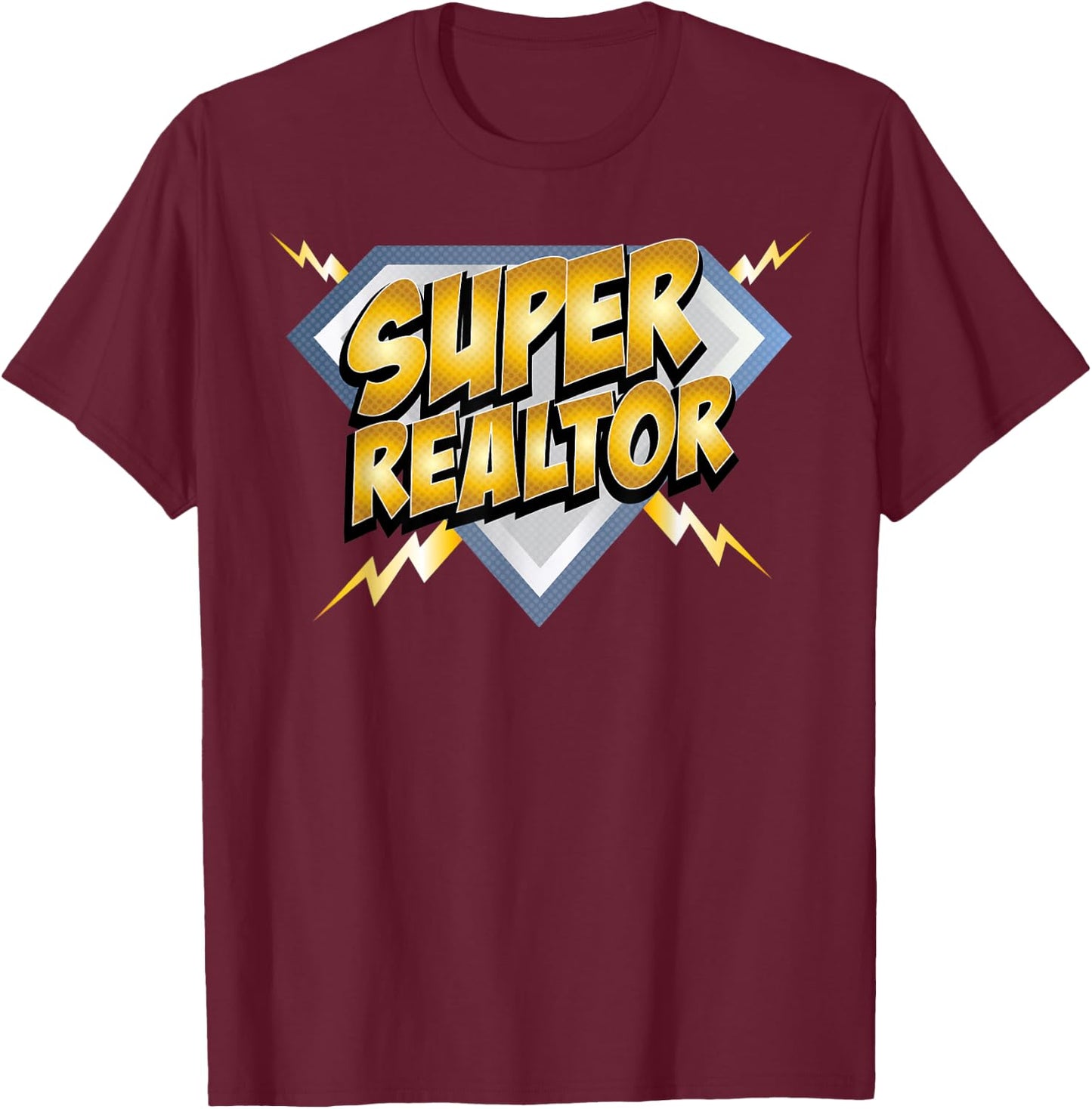 Super Realtor Superhero Comic Book Real Estate Broker T-Shirt - T-Shirt | Maroon