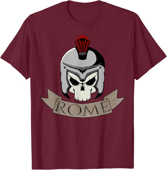 Cool Antique Rome Warrior Helmet Skeleton T Shirt Men Women T-Shirt - T-Shirt | Maroon