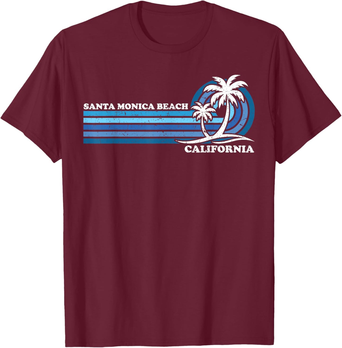 Retro Vintage Family Vacation California Santa Monica Beach T-Shirt - T-Shirt | Maroon