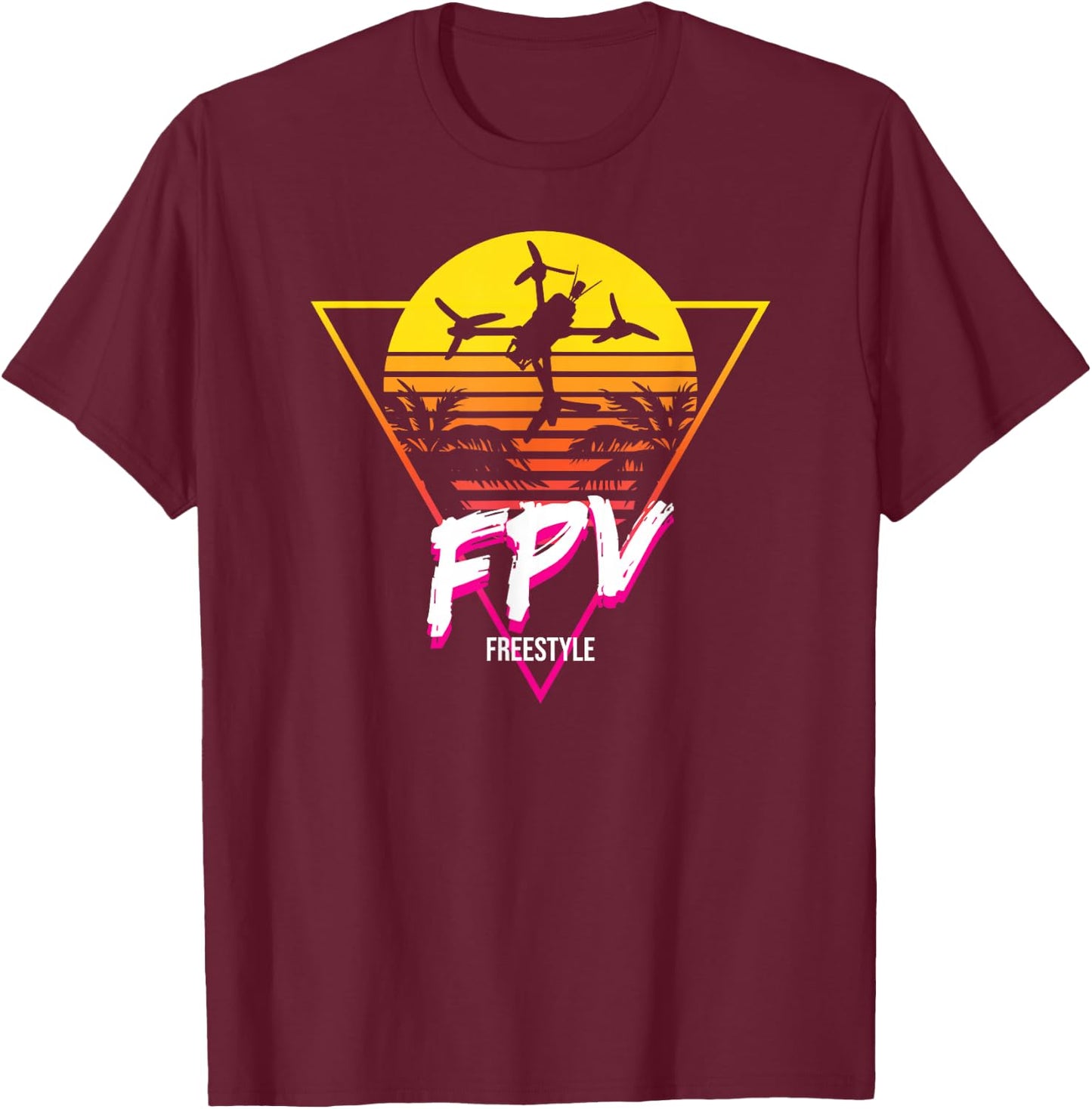 Retro Freestyle FPV Racing Drone Pilot Acro Quadcopter T-Shirt - T-Shirt | Maroon