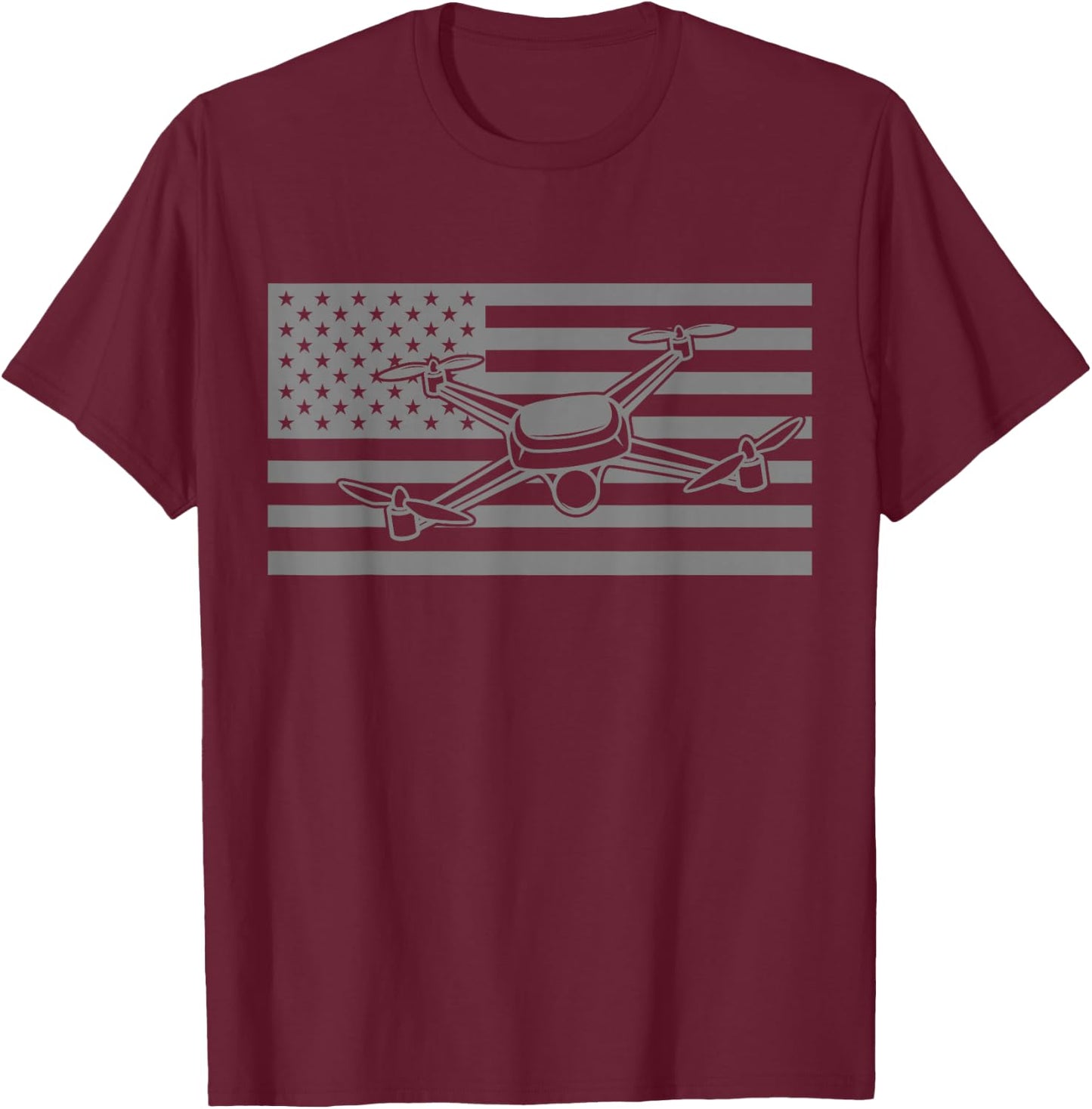 Drone Pilot American Flag Apparel - Drone Operator T-Shirt - T-Shirt | Maroon
