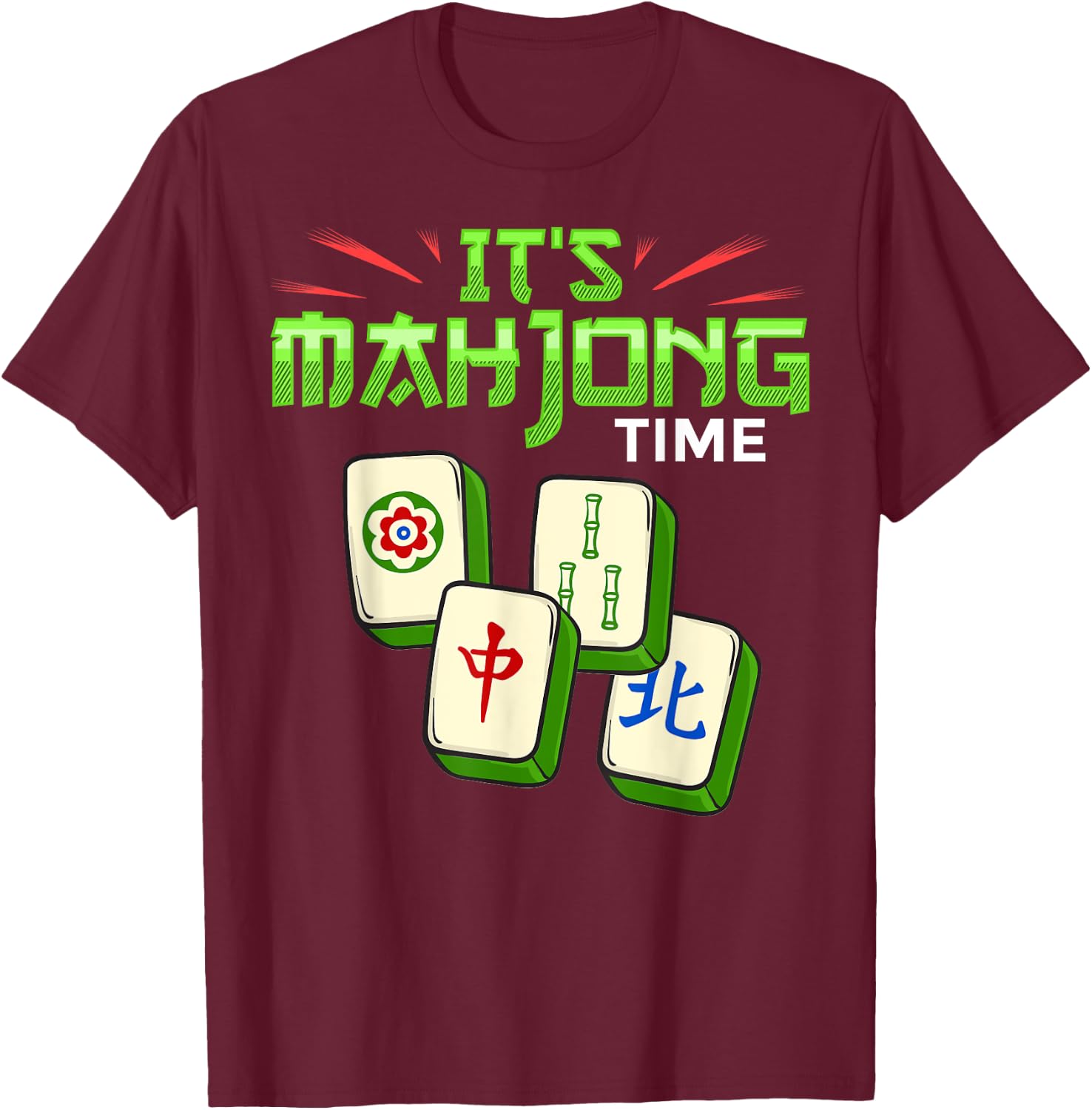 Mahjong Game Mah Jongg Online Player Tile T-Shirt - T-Shirt | Maroon