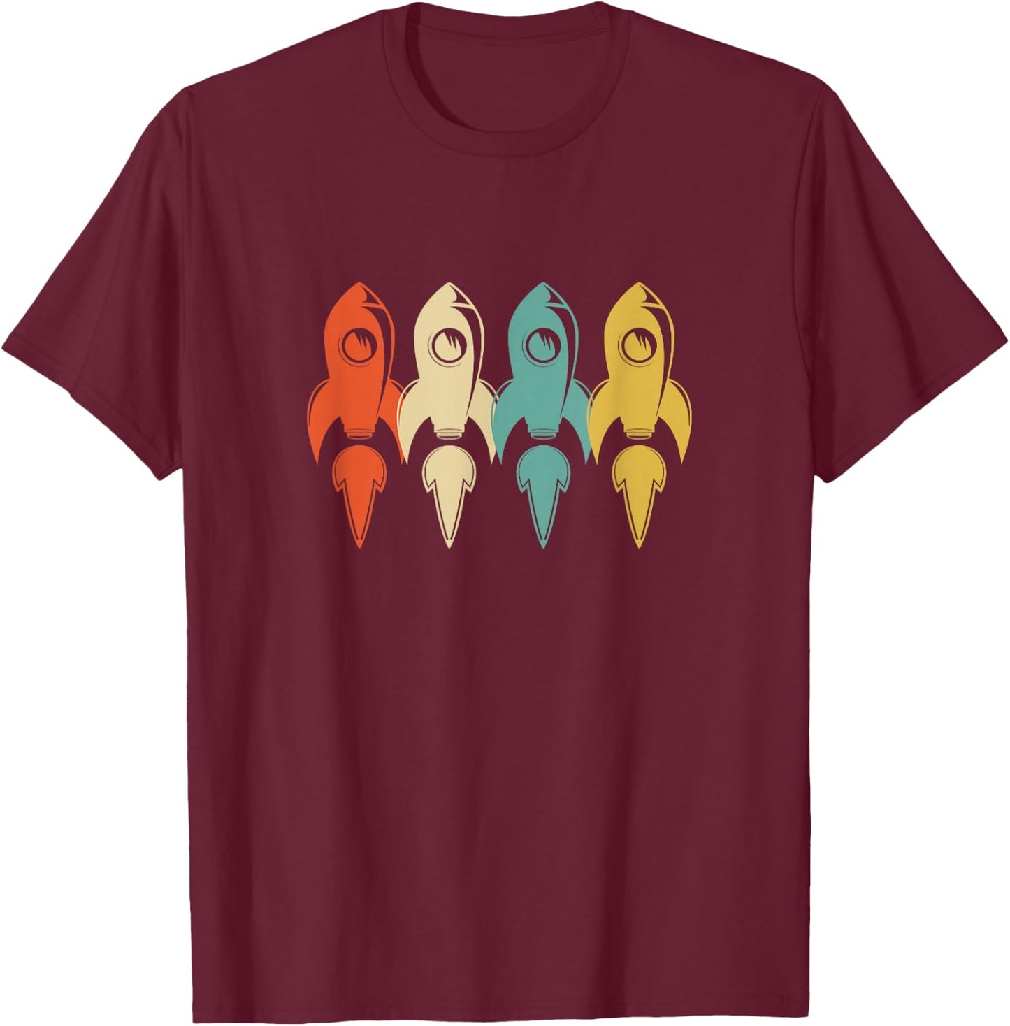 Vintage Retro Art Design Rocket Gift Fun T-Shirt - T-Shirt | Maroon