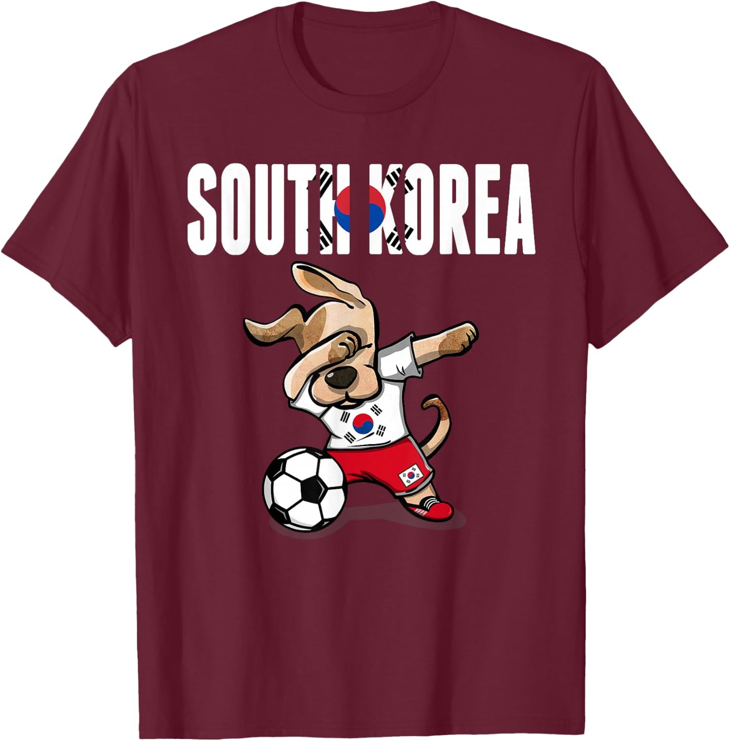Dabbing Dog South Korea Soccer Fans Jersey Korean Football T-Shirt - T-Shirt | Maroon