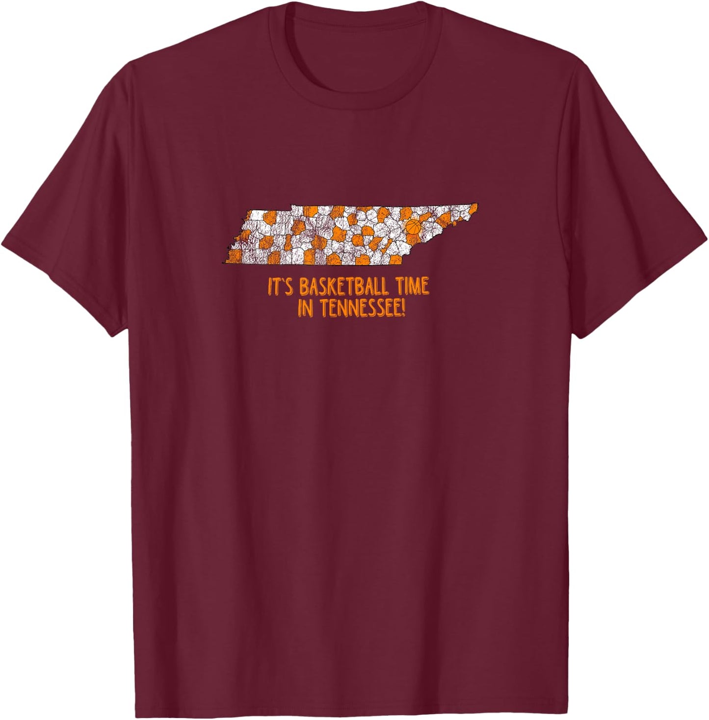 Tennessee State Flag Home Shirt Co. Its Basketball Time In Tennessee Tennessee Hoops Fan Gift T-Shirt - T-Shirt | Maroon