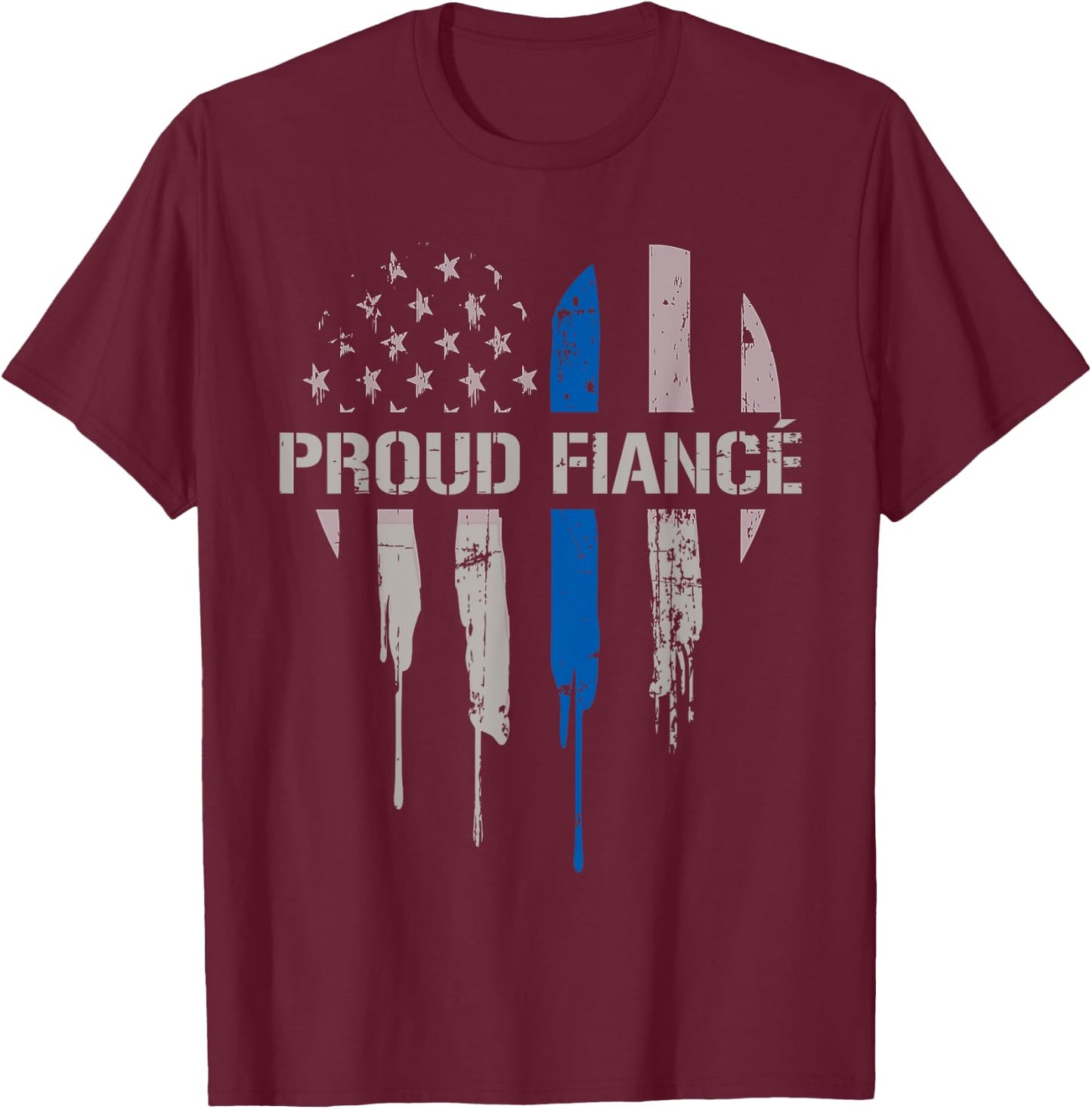 Thin Blue Line Police - Police Officer Fiance Gift T-Shirt - T-Shirt | Maroon