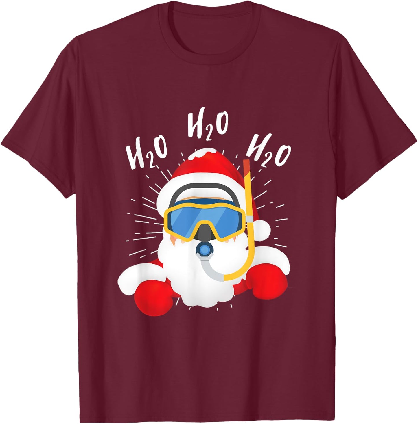 H2o Santa Claus Snorkeling Diving Chistmas Season T-Shirt - T-Shirt | Maroon
