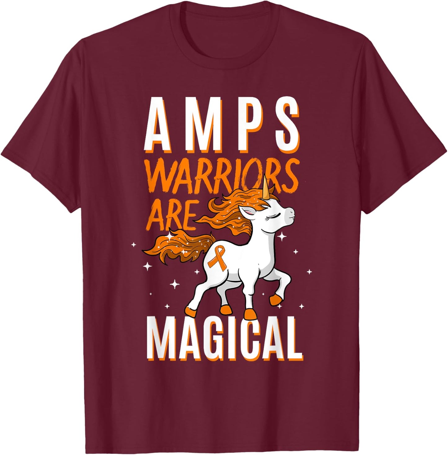 AMPS Warrior Amplified Pain Syndrome Awareness Unicorn Lover T-Shirt - T-Shirt | Maroon