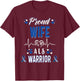 proud Wife ALS warrior awareness ribbon Blue white gifts T-Shirt - T-Shirt | Maroon