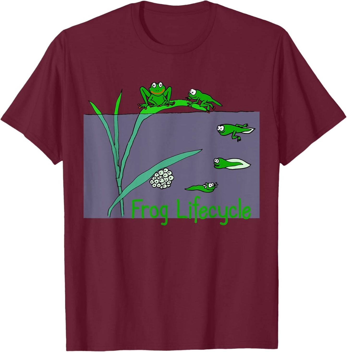 Frog Tadpole Lifecycle Frogs For Kids Cute Green Frog T-Shirt - T-Shirt | Maroon