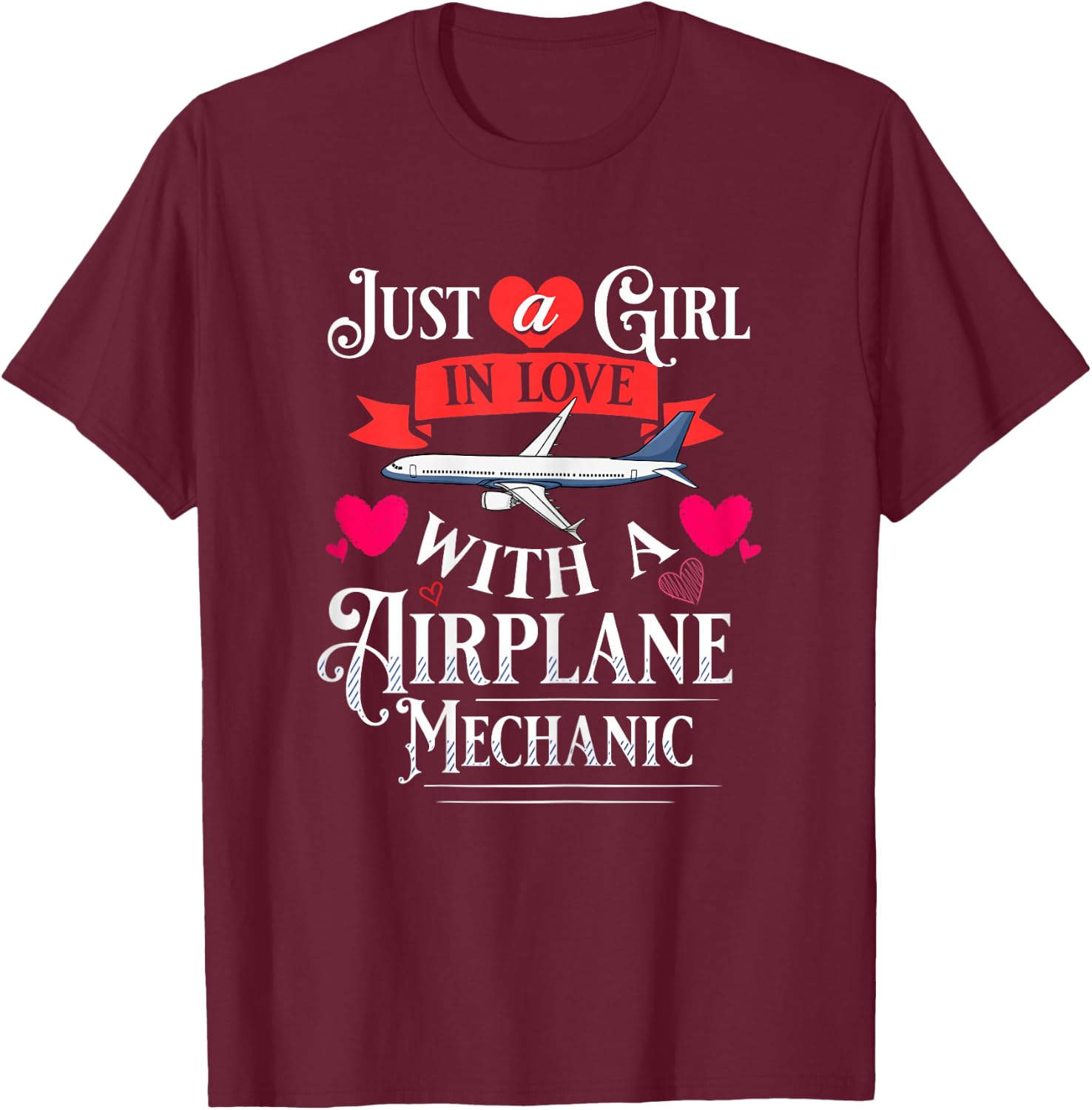 Aircraft Mechanic Wife Airplane Maintenance Technician T-Shirt - T-Shirt | Maroon