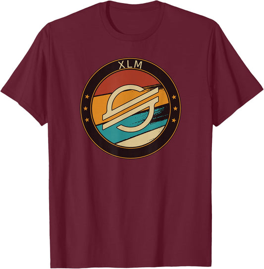 Stellar XLM Vintage Crypto Retro Art Cryptocurrency T-Shirt - T-Shirt | Maroon
