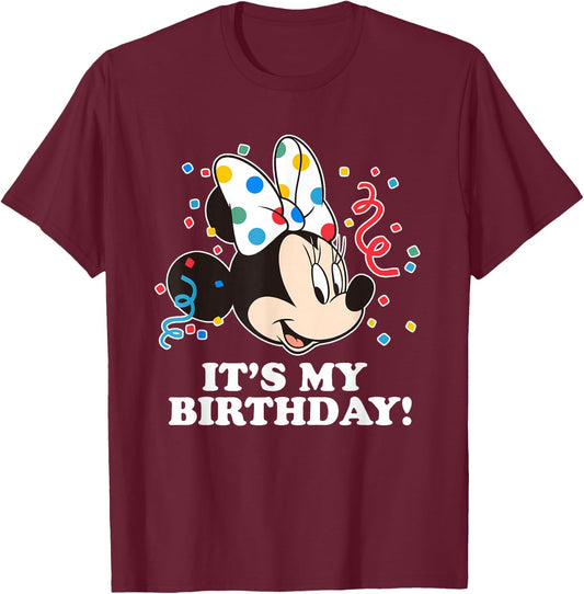 Disney Minnie Mouse It's My Birthday Small T-Shirt - T-Shirt | Maroon