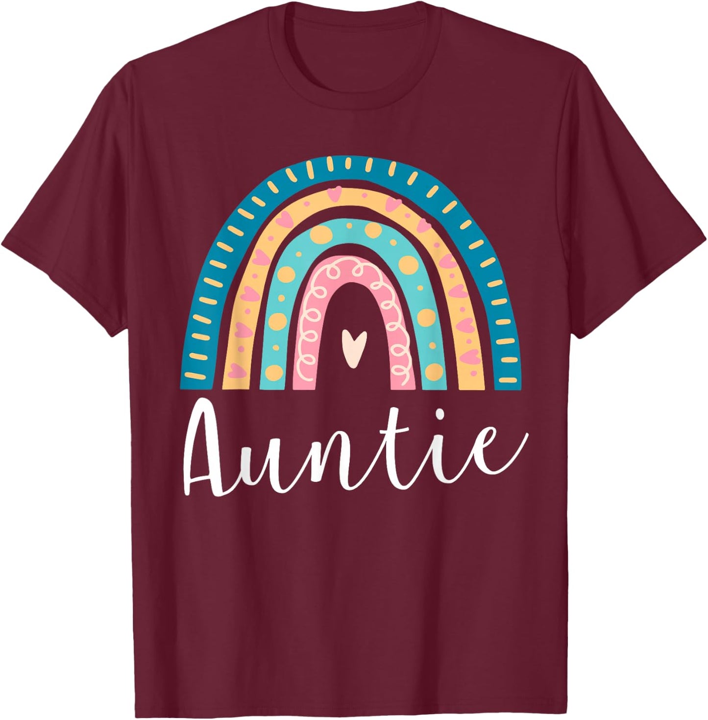 Auntie Rainbow Gifts Family Matching Birthday T-Shirt - T-Shirt | Maroon