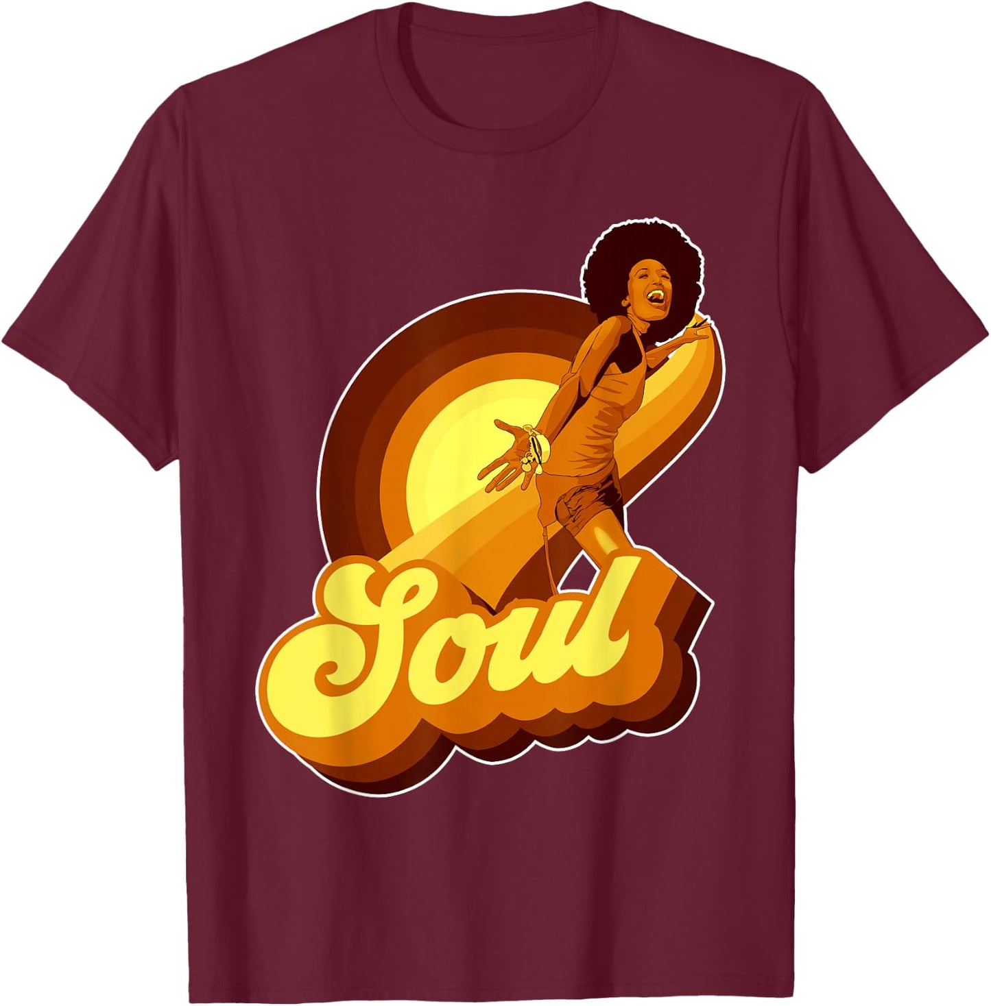 70s Funk Afro Soul T-Shirt - T-Shirt | Maroon