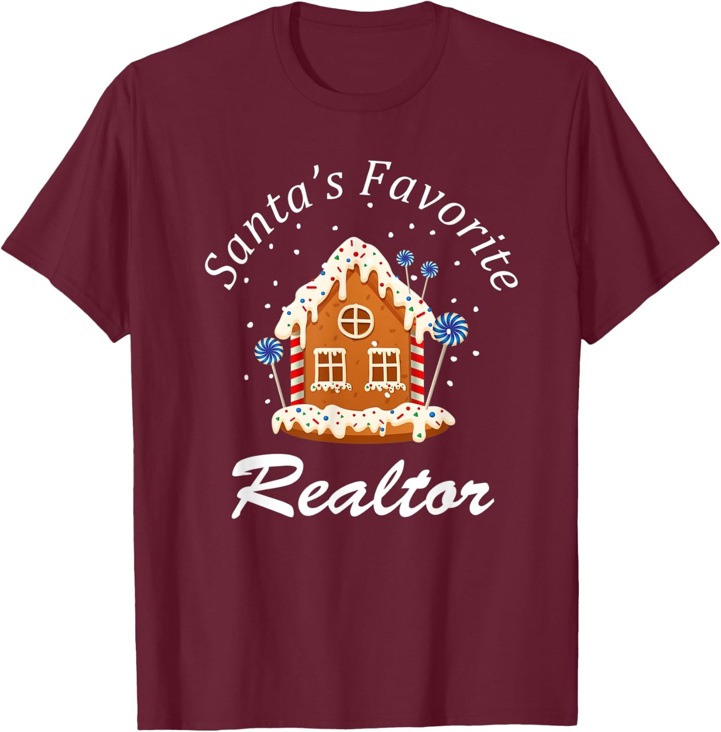 Santa’s Favorite Realtor Real Estate Agent Merry Christmas T-Shirt - T-Shirt | Maroon