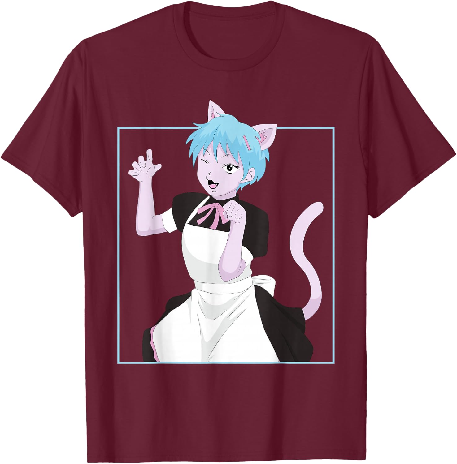 Femboy Neko Anime Boy Maid Crossdressing Pastel Aesthetic T-Shirt - T-Shirt | Maroon