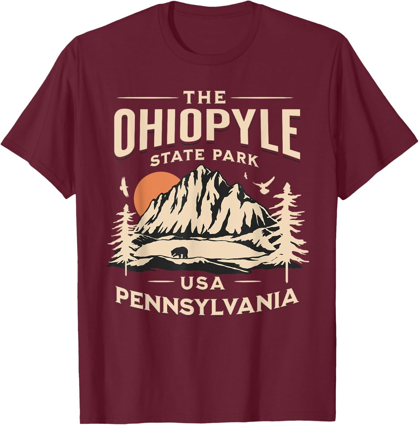 Ohiopyle State Park Pennsylvania Hike Outdoors Vintage T-Shirt - T-Shirt | Maroon