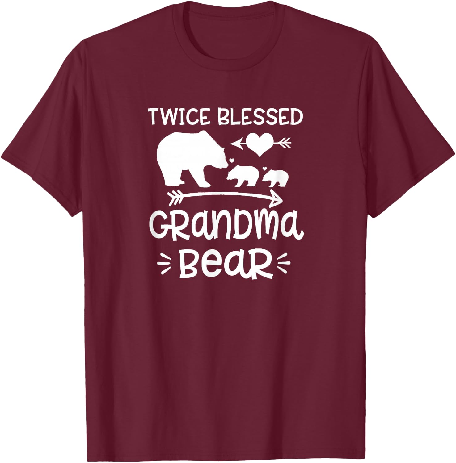 Twice Blessed Grandma Bear Shirt Grandmas With Two Grandkids T-Shirt - T-Shirt | Maroon