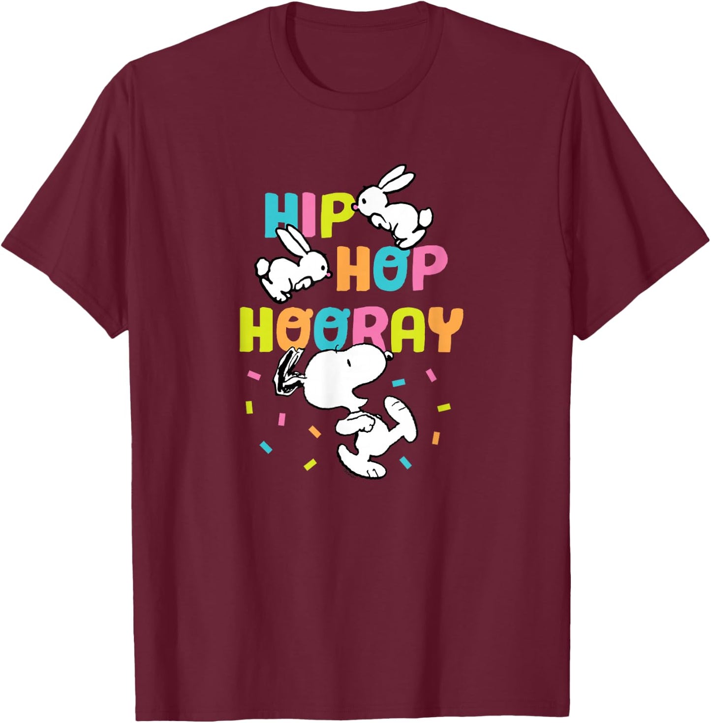 Peanuts - Easter Snoopy Rabbits Hip Hop Hooray T-Shirt - T-Shirt | Maroon
