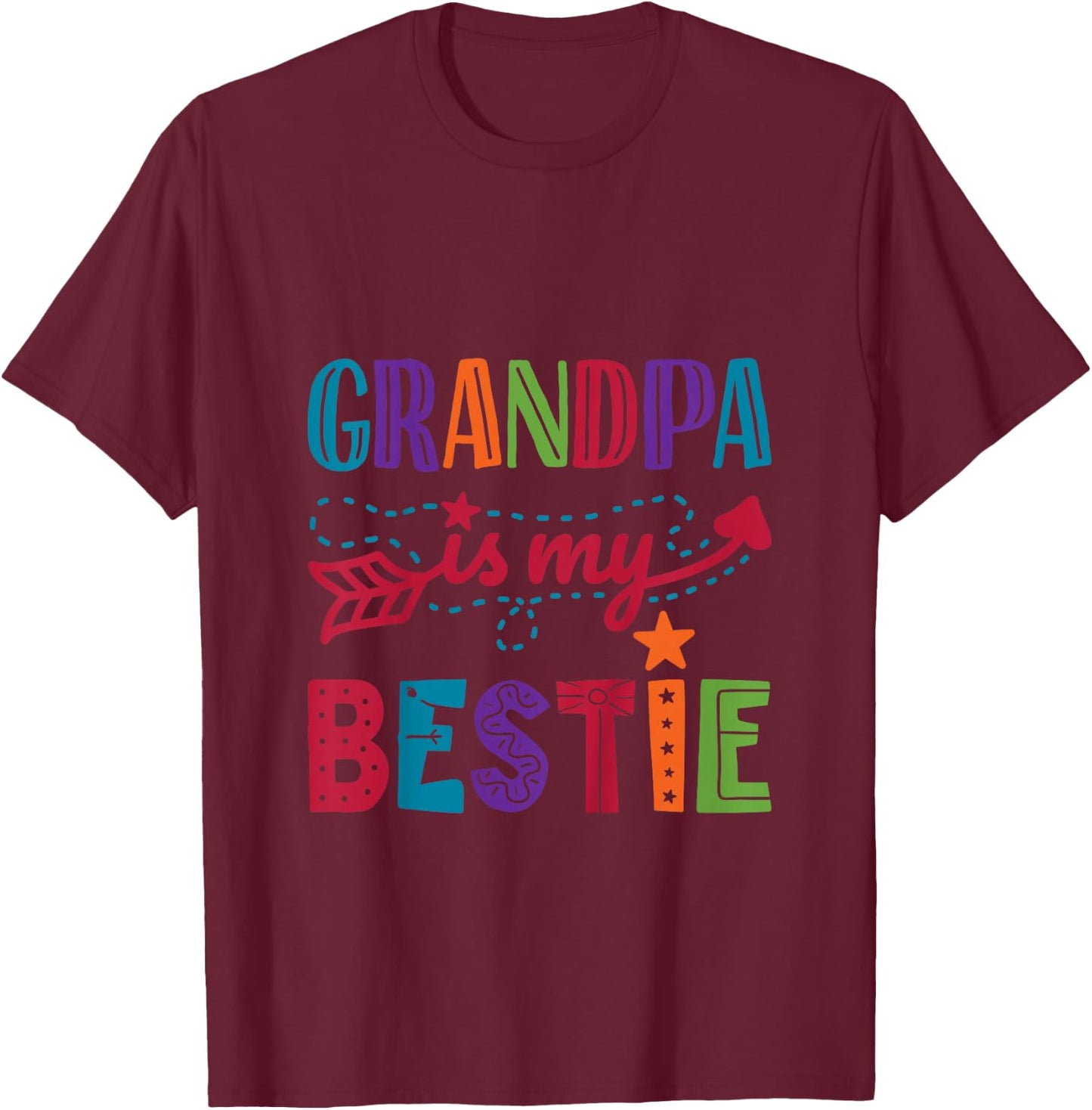 Grandpa Is My Bestie Grandparent Girl Papa Boy Toddler T-Shirt - T-Shirt | Maroon