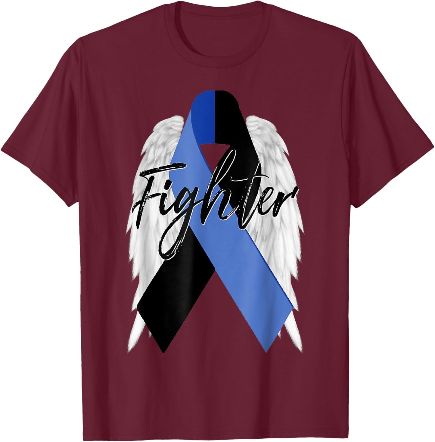 Ocular Melanoma Cancer Survivor Fighter Wings Ribbon T-Shirt - T-Shirt | Maroon