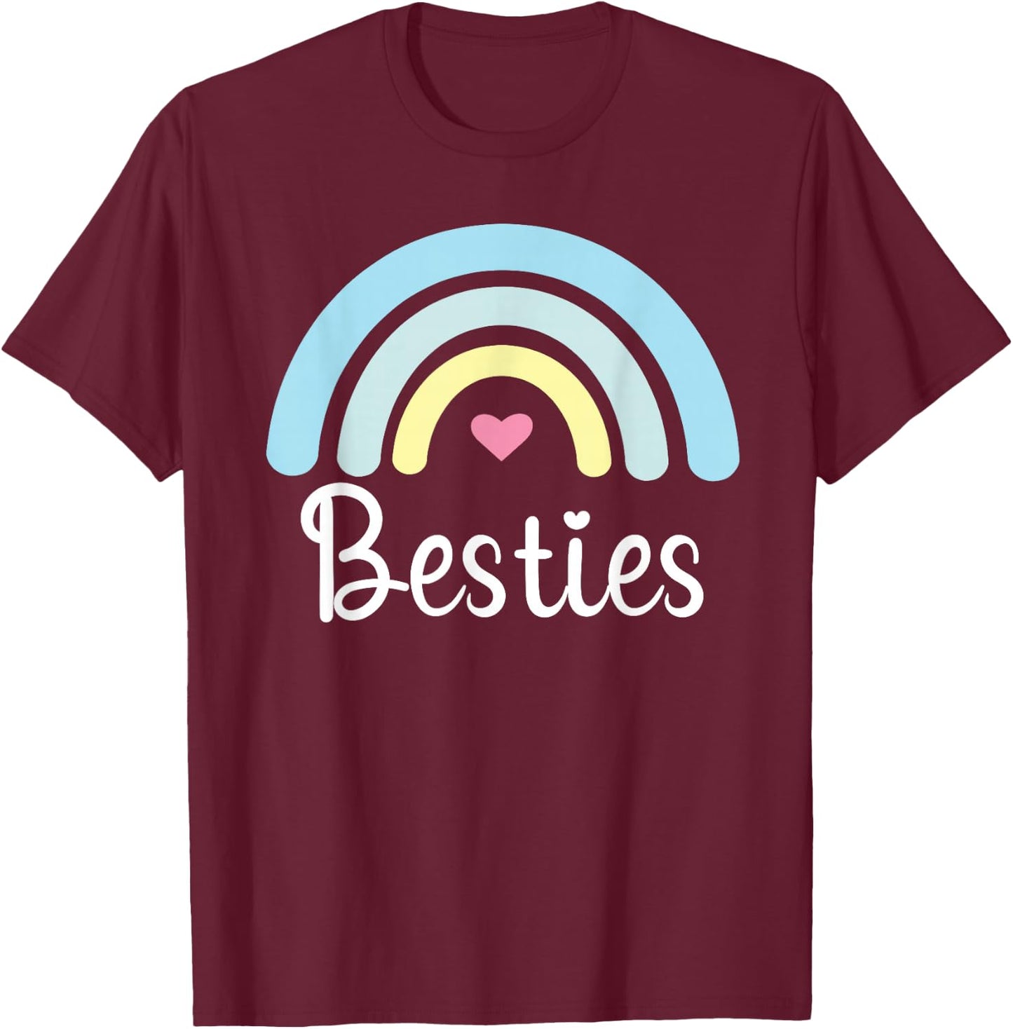 Besties BFF Heart Best Friends Bestie T-Shirt - T-Shirt | Maroon