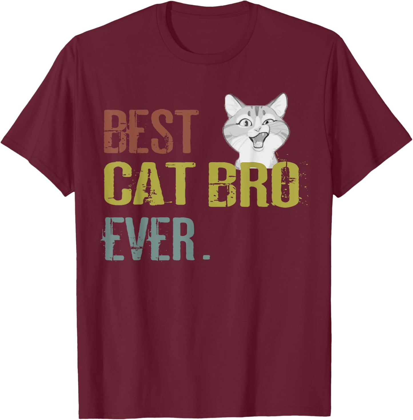 Vintage Best Cat bro Ever brother birthday Shirt Men Women Kids T-Shirt - T-Shirt | Maroon