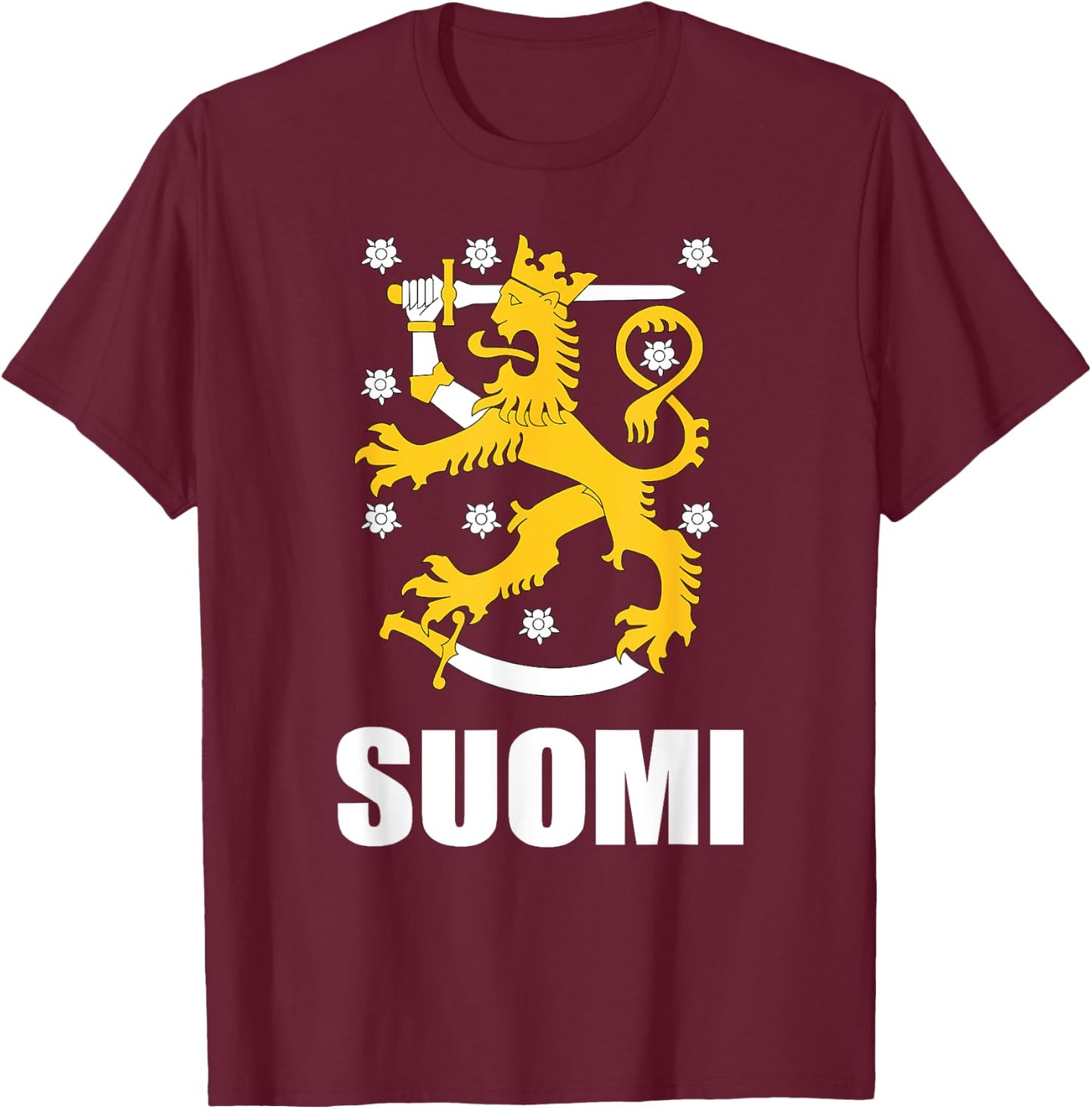 Suomi Finland Pride Shirt Finnish Coat Of Arms Souvenir Gift T-Shirt - T-Shirt | Maroon