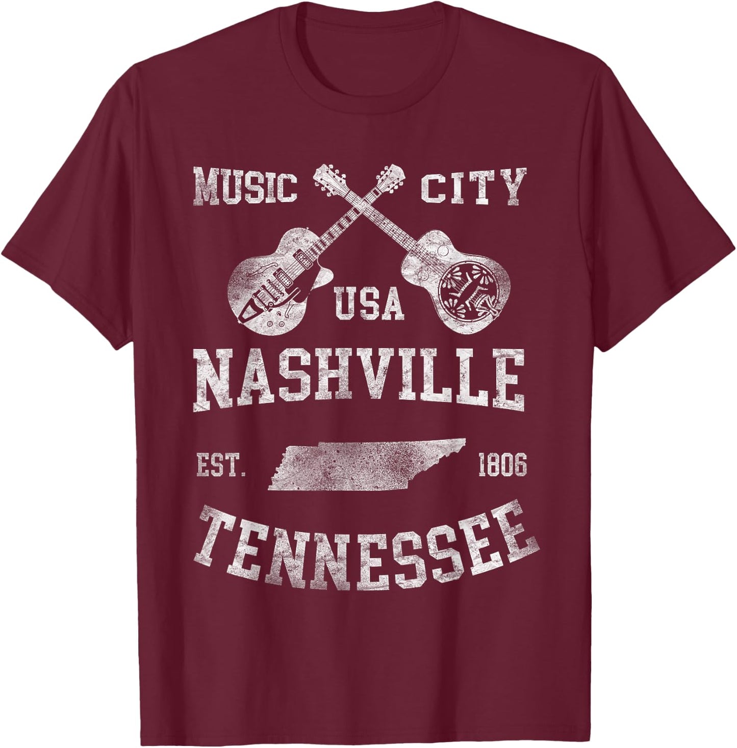 Nashville TN Tennessee COUNTRY Music Lover Travel T-Shirt - T-Shirt | Maroon