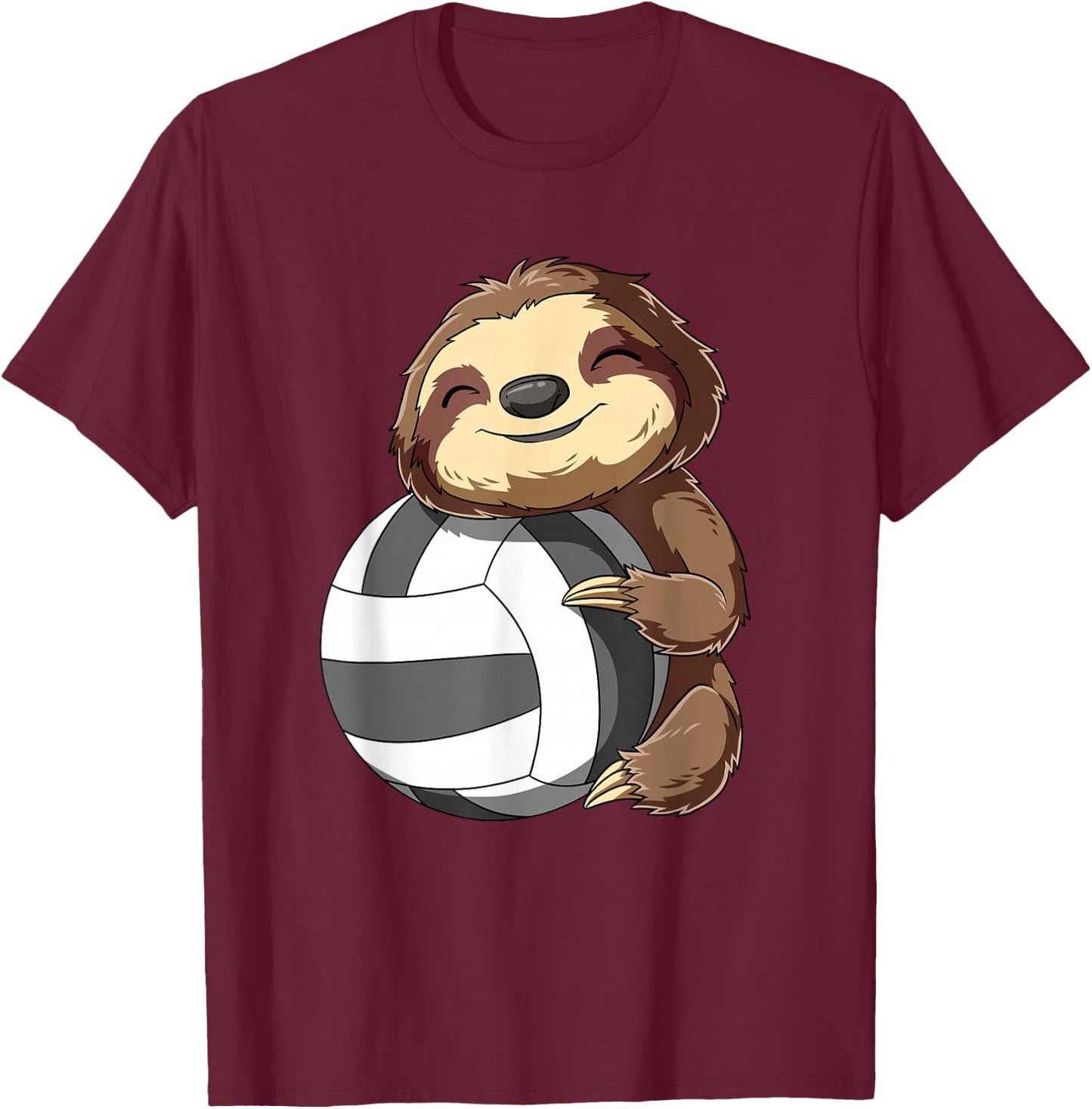 Cute Sloth Volleyball T-Shirt - T-Shirt | Maroon