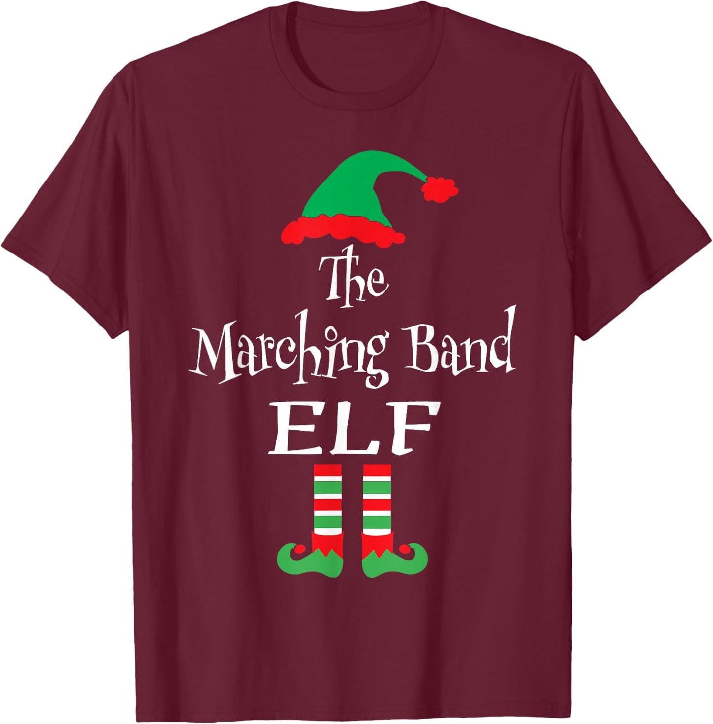 Funny Christmas The Marching Band Elf Shirt Teens Kids Gift T-Shirt - T-Shirt | Maroon